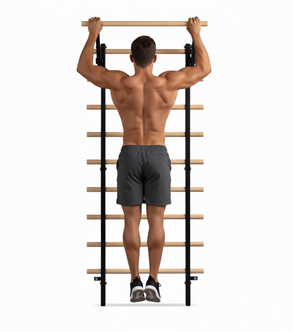 Swedish Ladder Wood Stall Bar Calisthenics Trainer with Pull-Up Bar and Dip Bar